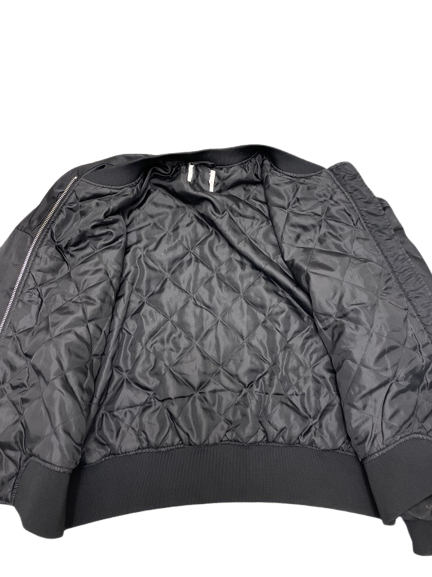 Rubynee Vintage y2k Black Satin Quilt Lined Bomber Jacket