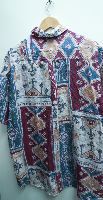 Vintage mens short sleeve abstract pattern summer XL shirt