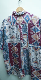 Vintage mens short sleeve abstract pattern summer XL shirt