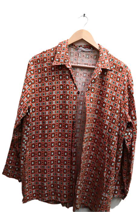 Vintage womens long sleeve orange pattern medium shirt
