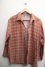 Vintage womens long sleeve orange pattern medium shirt