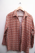 Vintage womens long sleeve orange pattern medium shirt