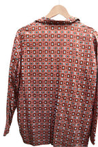 Vintage womens long sleeve orange pattern medium shirt