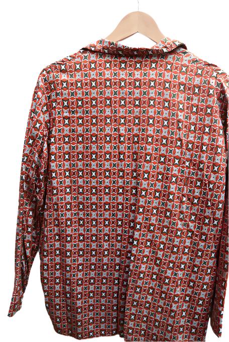 Vintage womens long sleeve orange pattern medium shirt