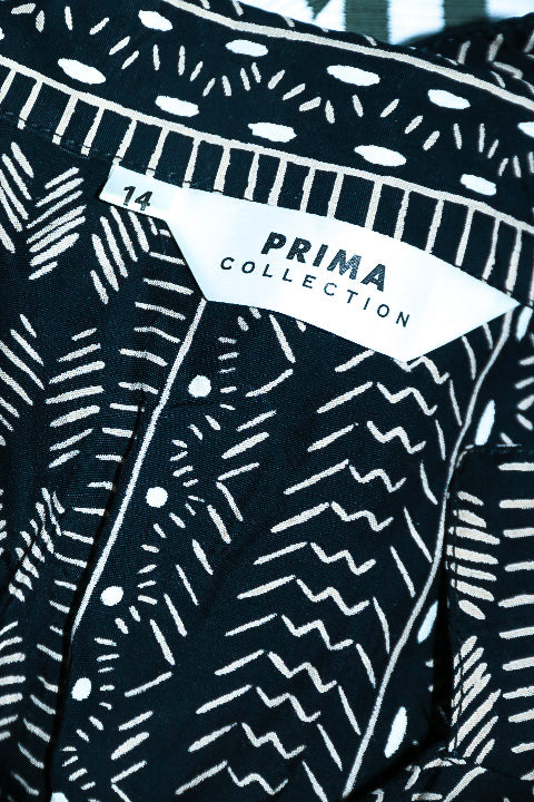 Vintage women Prima collection black stripe sleeveless viscose top size 14|SKU 6544