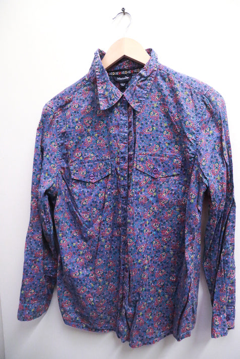 Vintage made in India purple abstract print fitted mens shirt