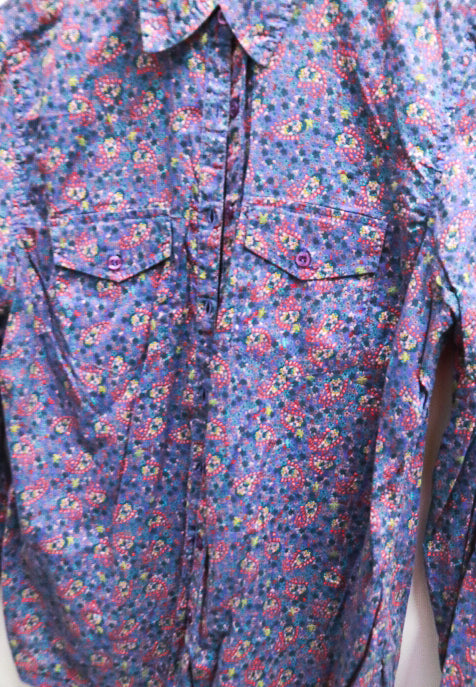 Vintage made in India purple abstract print fitted mens shirt