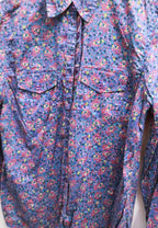 Vintage made in India purple abstract print fitted mens shirt