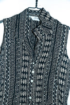 Vintage women Prima collection black stripe sleeveless viscose top size 14|SKU 6544