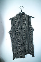 Vintage women Prima collection black stripe sleeveless viscose top size 14|SKU 6544