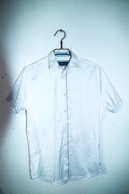 Vintage SMC by Semco men white short sleeve shirt in M|L28 W20|SKU 6545