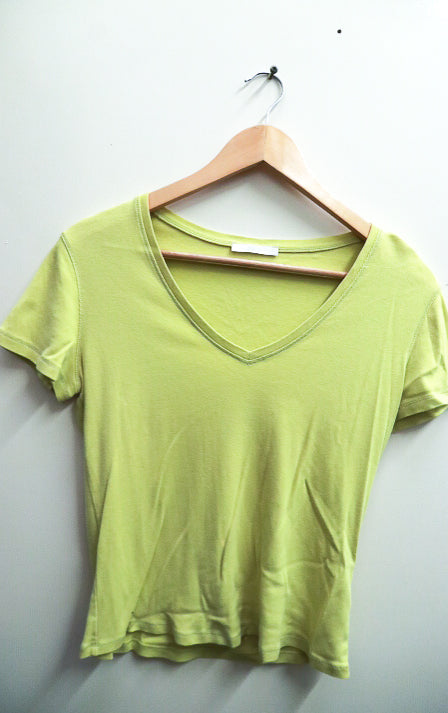Vintage neon green womens vneck tshirt