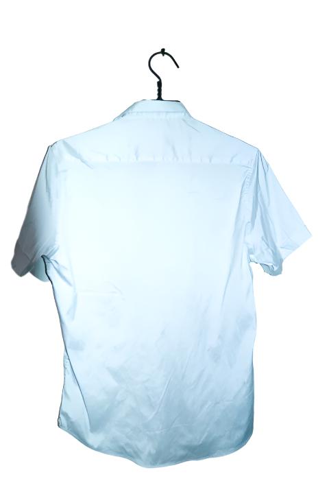 Vintage SMC by Semco men white short sleeve shirt in M|L28 W20|SKU 6545