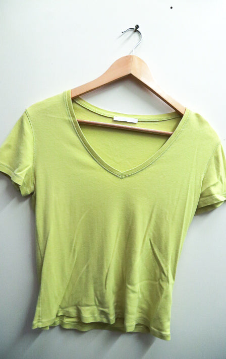Vintage neon green womens vneck tshirt