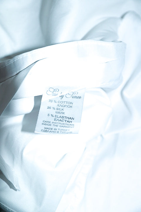 Vintage SMC by Semco men white short sleeve shirt in M|L28 W20|SKU 6545