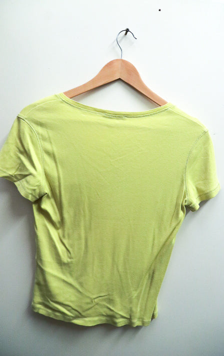 Vintage neon green womens vneck tshirt