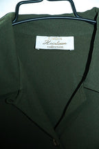 Vintage women Eastex heirloom co. khaki green silk button down shirt in L|L29 W21|SKU 6547