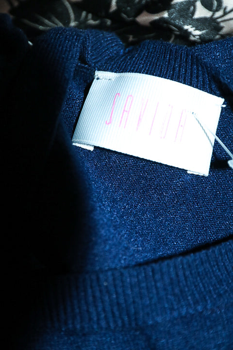 Vintage women Savida navy blue crew neck sweatshirt in S|L24 W17|SKU 6548