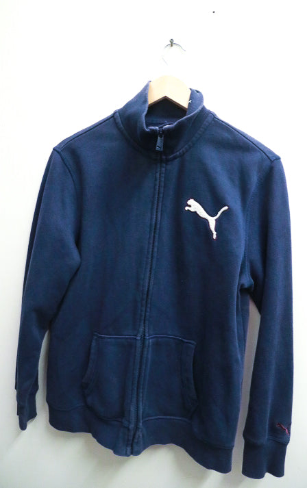 VINTAGE PUMA BASIC NAVY ZIP LARGE JACKET