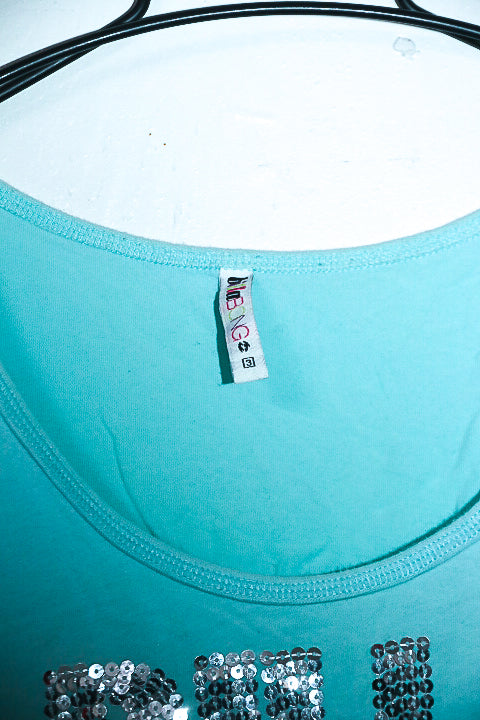 Vintage women studded Billabong print blue tank top in L|L26 W17|SKU 6549