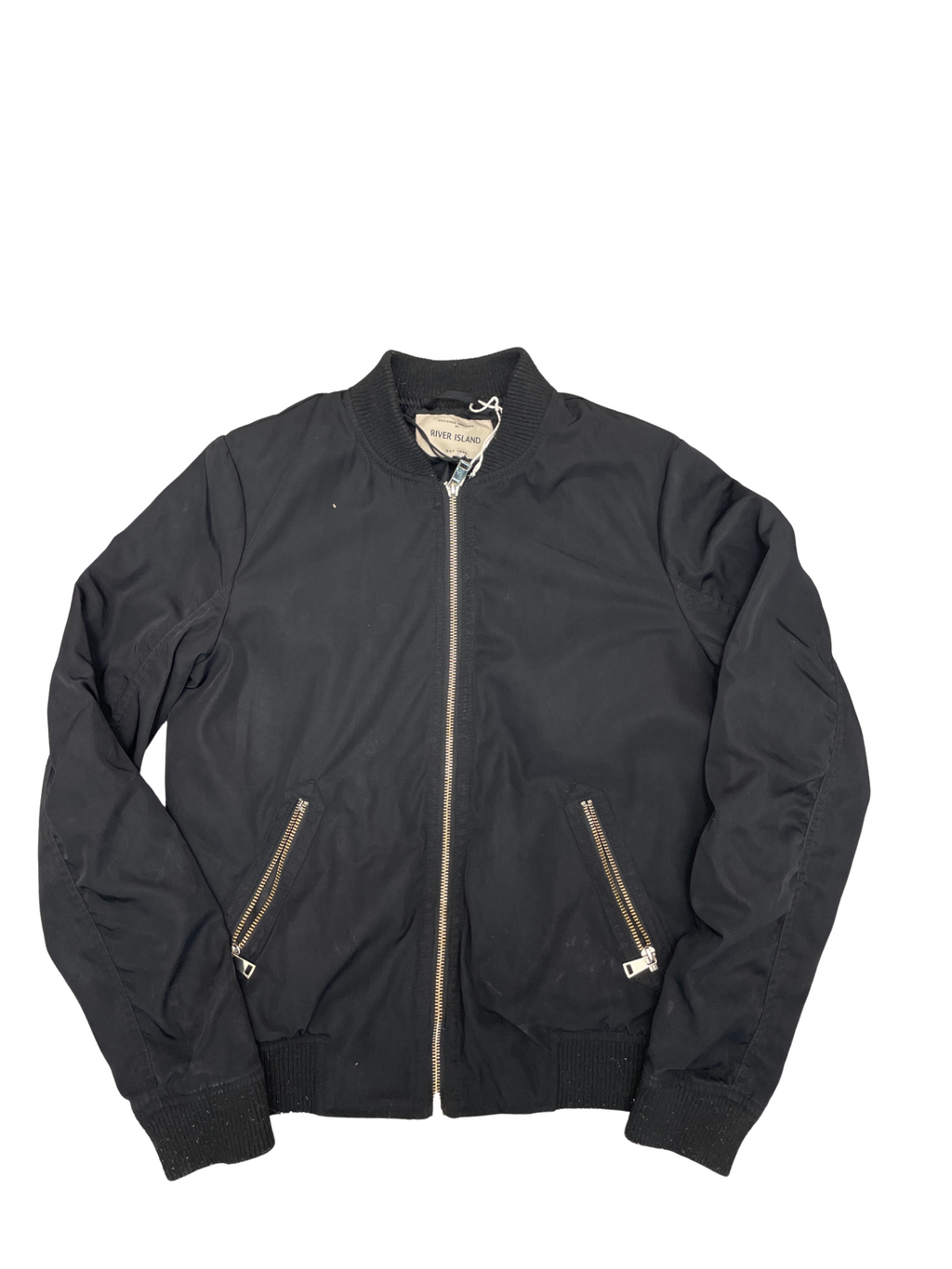 Rubynee Vintage river island mens black bomber jacket