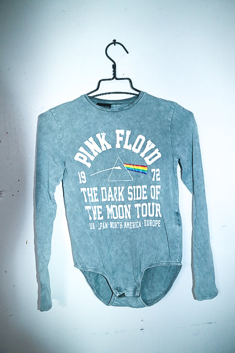 VINTAGE ZARA GIRLS PINK FLOYD PRINT GREY BODY SUIT IN S|L24 W16|SKU 6551