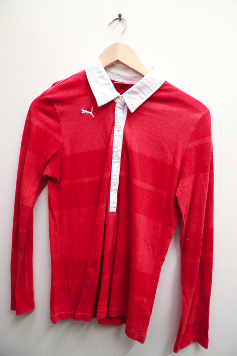 Vintage Puma Rugby red small long sleeve polo shirt