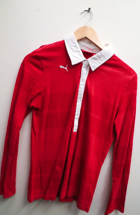 Vintage Puma Rugby red small long sleeve polo shirt