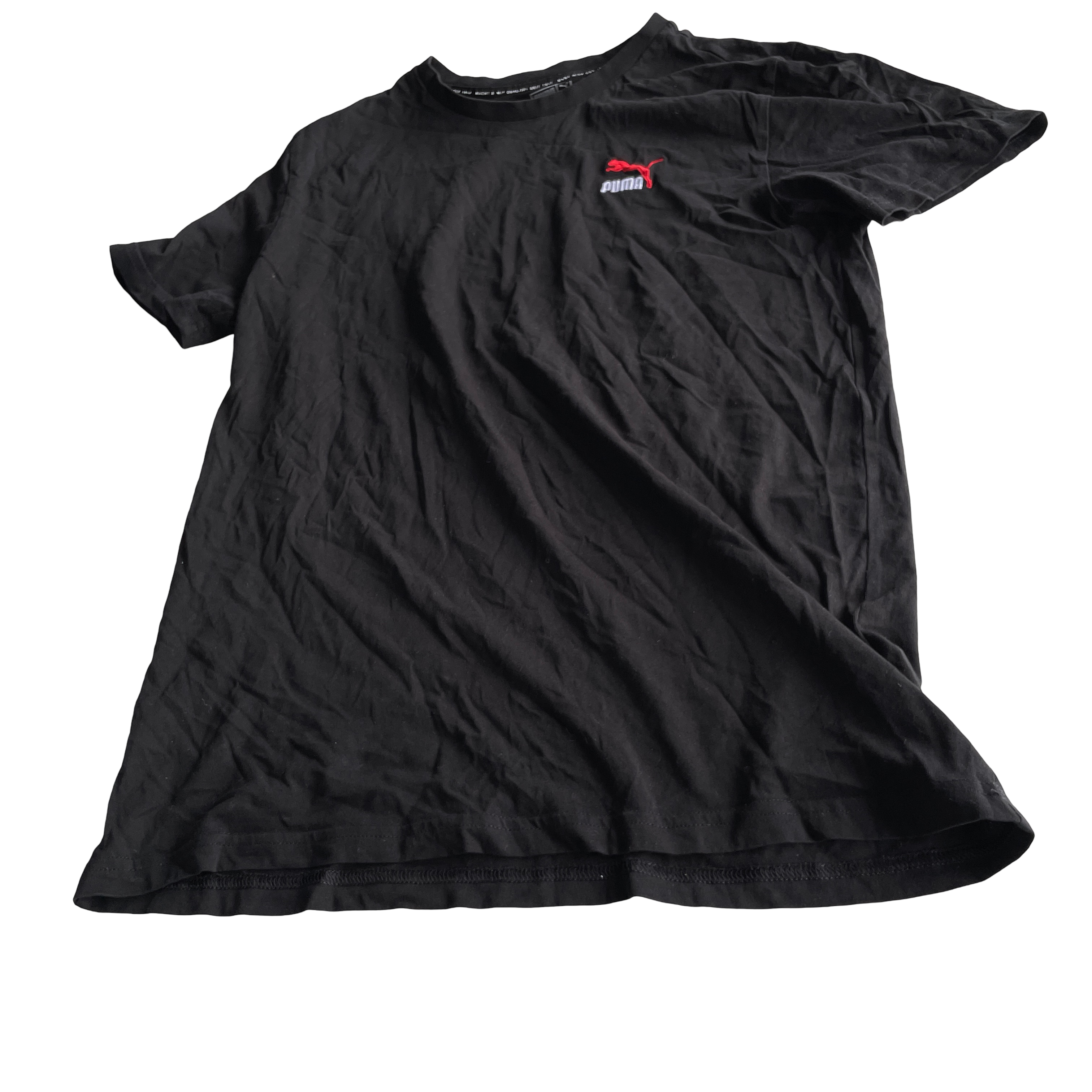 Black Puma V-Neck T-Shirt  Stay classic with this Black Puma V-Neck T-Shirt. Perfect for casual and sporty looks.  Product Details:  Size: Small Measurements: Length: 27 inches Width: 18 inches Color: Black Brand: Puma SKU: 5259 Features:  V-Neck Design: Adds a stylish touch. Soft and Comfortable Fabric: Ideal for all-day wear. Classic Fit: Ensures comfort and ease of movement. Versatile Black Color: Suitable for various occasion