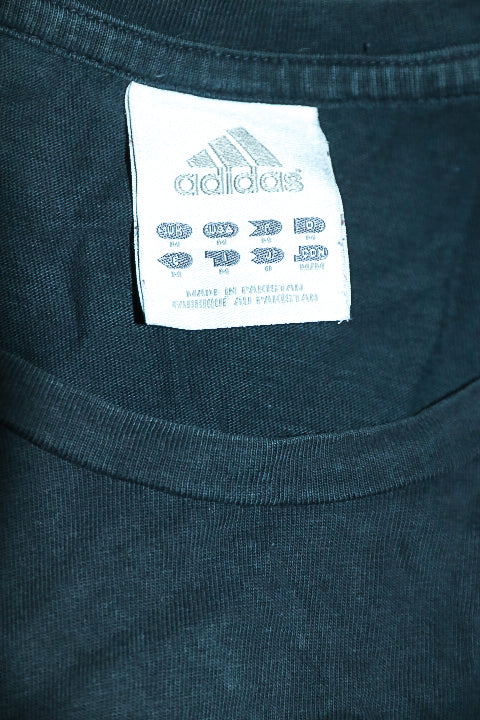 Vintage men's black Adidas graphics short sleeve tees in M|L 27 W21|SKU 6557