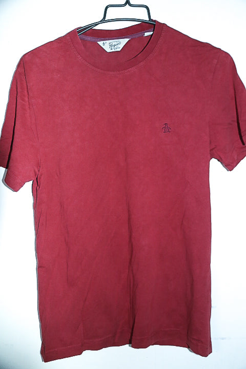Vintage men maroon red penguin original plain short sleeve tees in S|L22 W17|SKU 6558