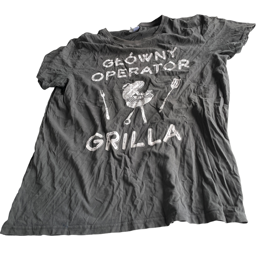 Alphar one retro-rocker-graphic-print-t-shirt-charcoal-grey black t shirt in size XXL L 30 W 22