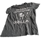 Alphar one retro-rocker-graphic-print-t-shirt-charcoal-grey black t shirt in size XXL L 30 W 22