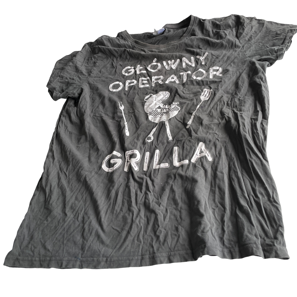 Alphar one retro-rocker-graphic-print-t-shirt-charcoal-grey black t shirt in size XXL L 30 W 22