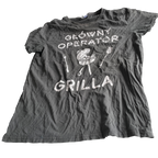 Alphar one retro-rocker-graphic-print-t-shirt-charcoal-grey black t shirt in size XXL L 30 W 22