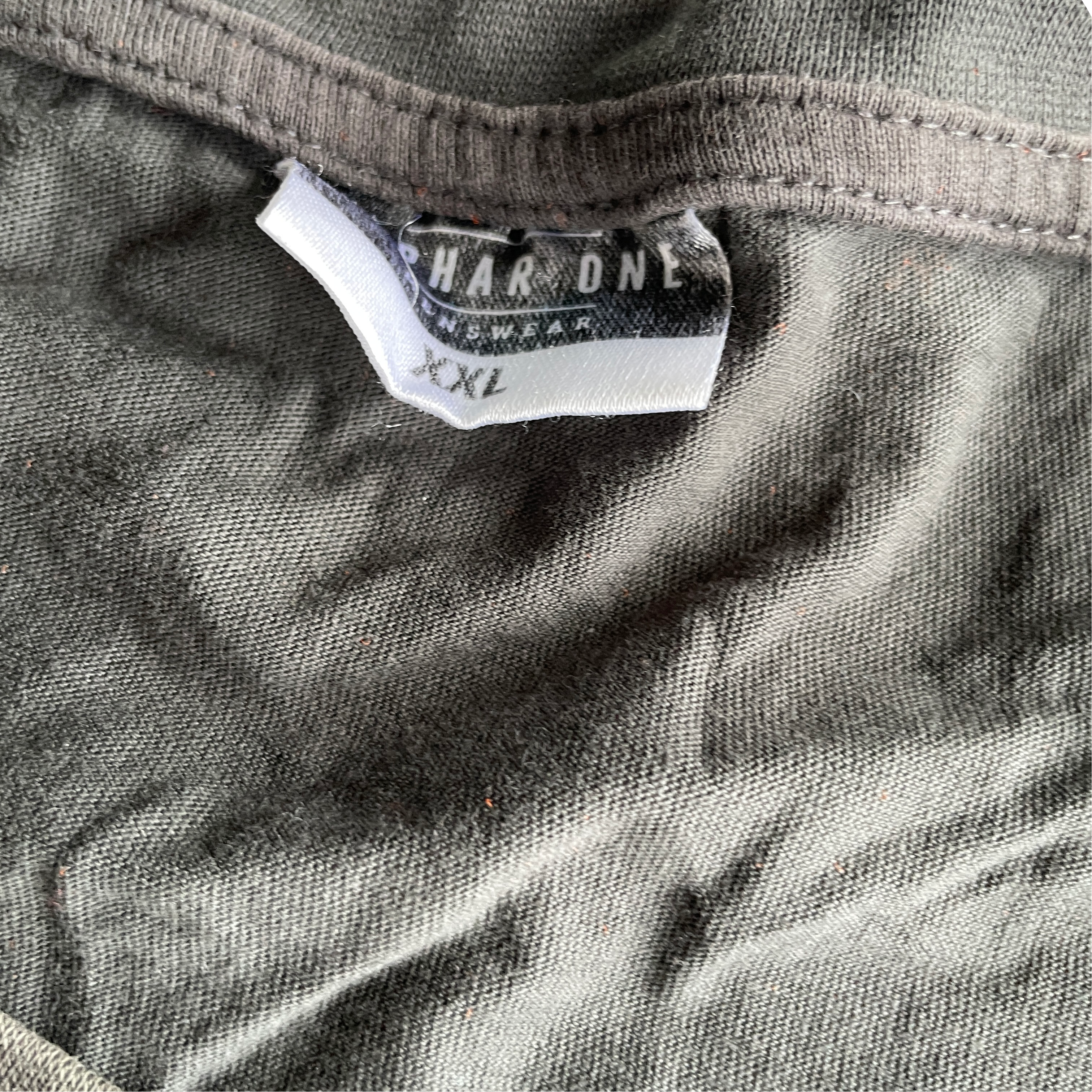 Alphar one retro-rocker-graphic-print-t-shirt-charcoal-grey black t shirt in size XXL L 30 W 22