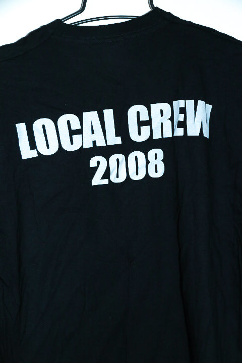Vintage men Fruit of the loom local crew 2008 print black tees in L|L31 W21|SKU 6559