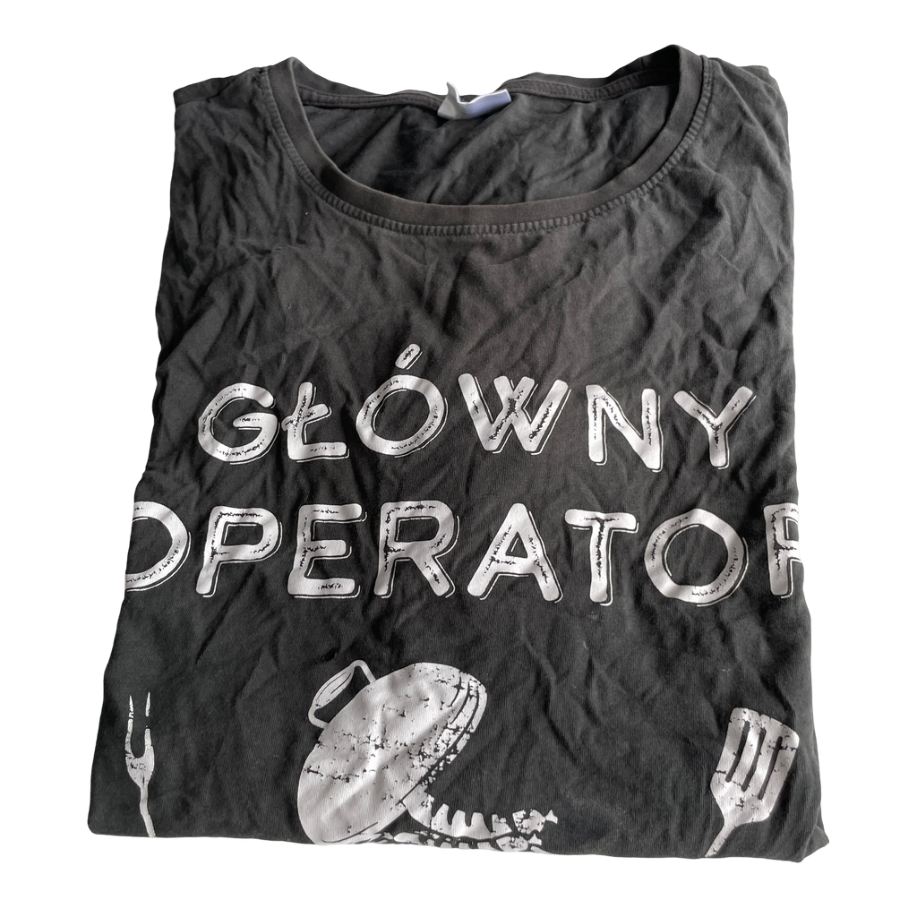 Alphar one retro-rocker-graphic-print-t-shirt-charcoal-grey black t shirt in size XXL L 30 W 22