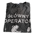 Alphar one retro-rocker-graphic-print-t-shirt-charcoal-grey black t shirt in size XXL L 30 W 22