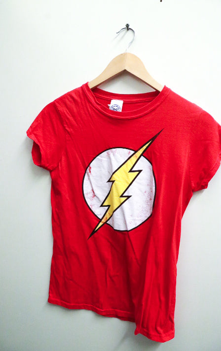 vintage red flash icon graphics small tees