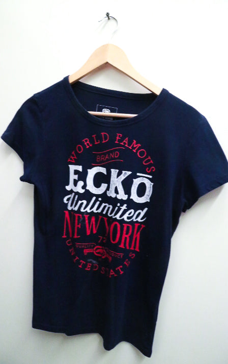 Vintage world famous Ecko unlimited new york united state graphics large blue tees