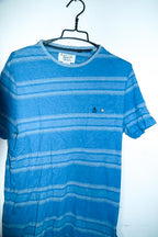 Vintage mens blus stripe Penguin Original short sleeve tees in L|L29 W22|SKU 6563