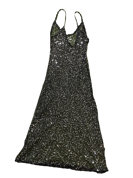 Rubynee Vintage y2k fish net Black sparkly sequin Dress