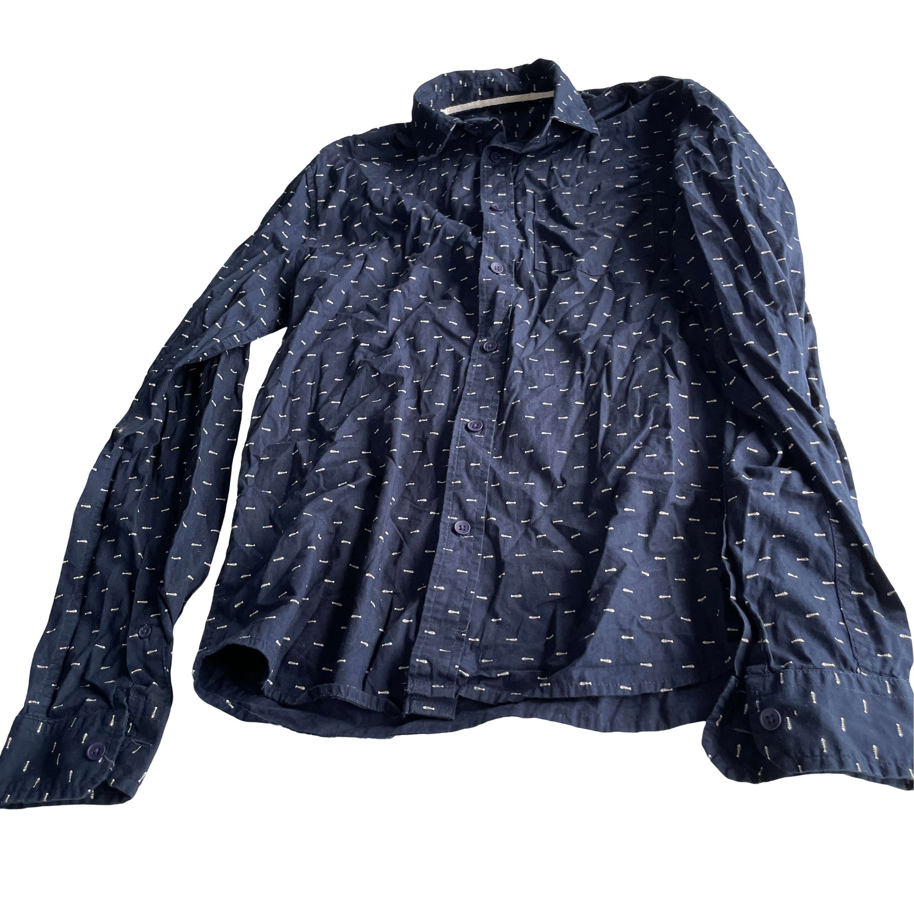 Navy and White Button-Down Shirt