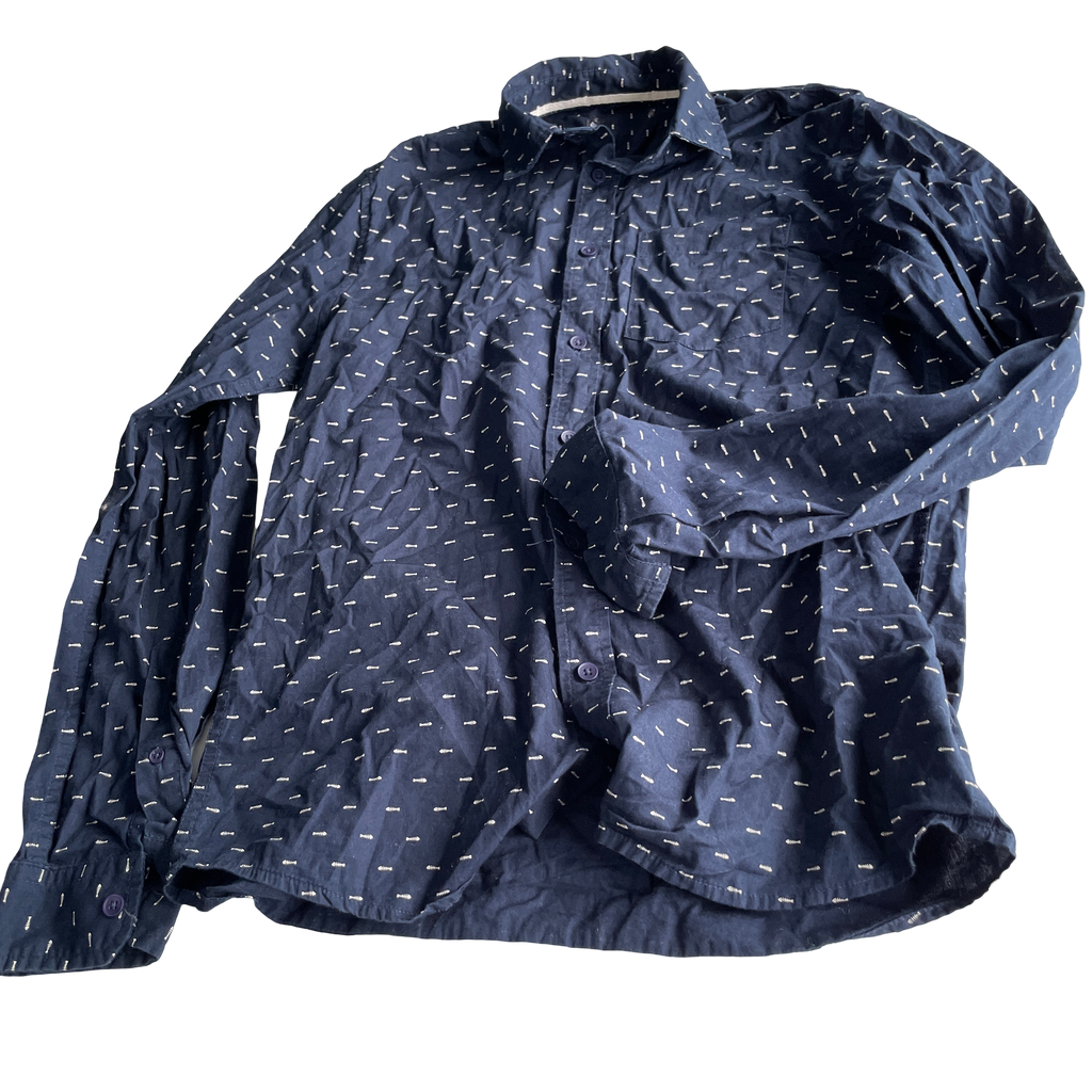 Navy and White  shirt-blue Button-down shirt  L 29 W 18 XS/S