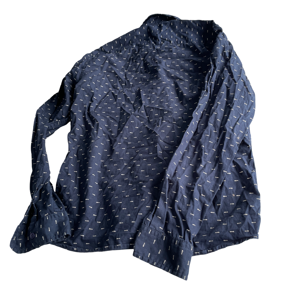Navy and White  shirt-blue Button-down shirt  L 29 W 18 XS/S