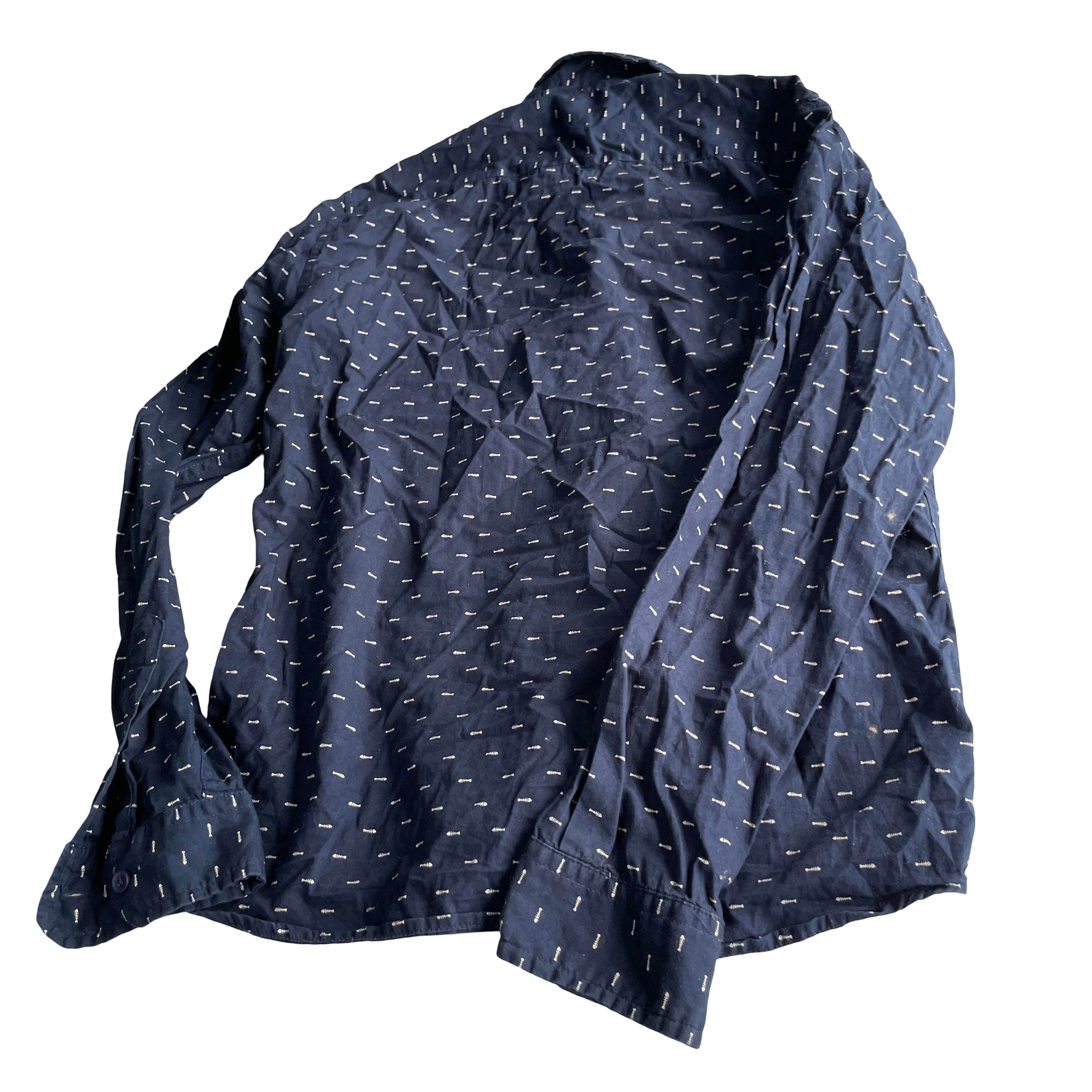 Navy and White  shirt-blue Button-down shirt  L 29 W 18 XS/S