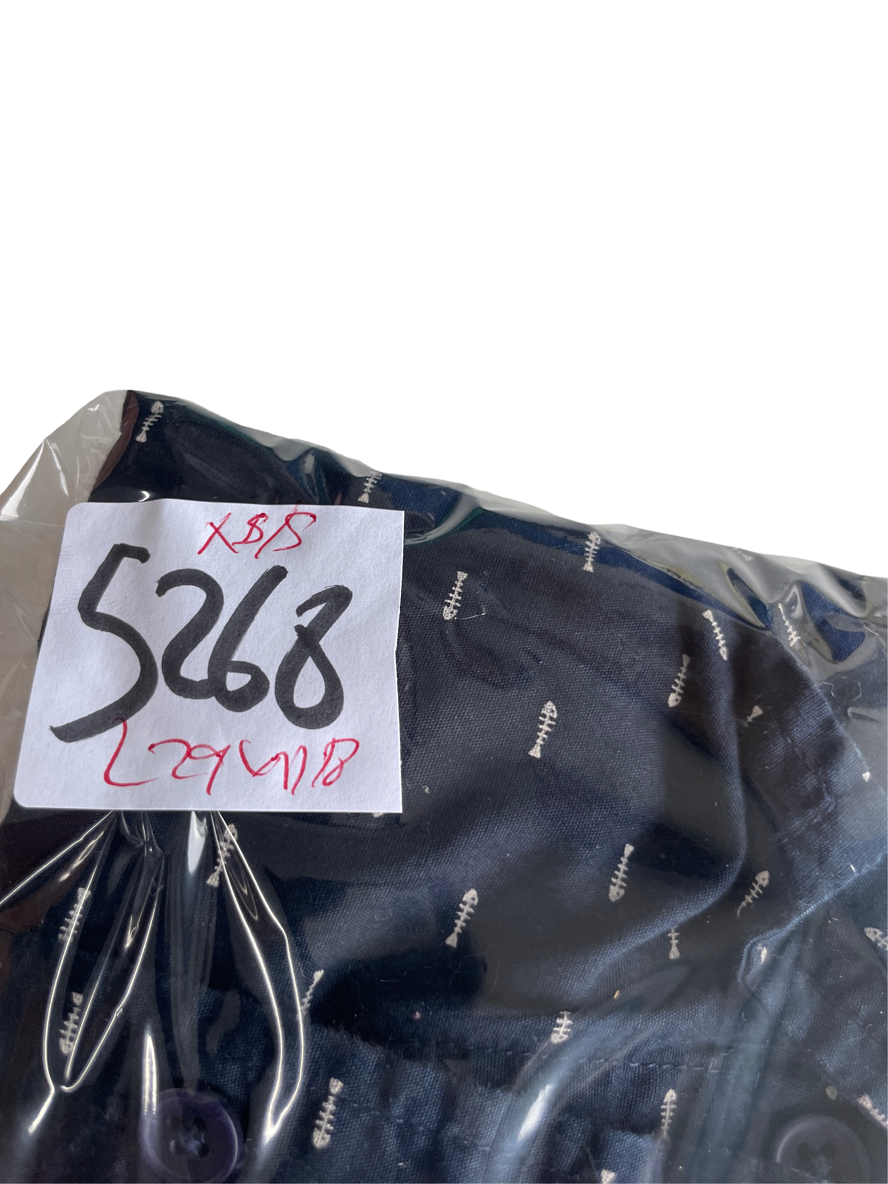 Navy and White  shirt-blue Button-down shirt  L 29 W 18 XS/S