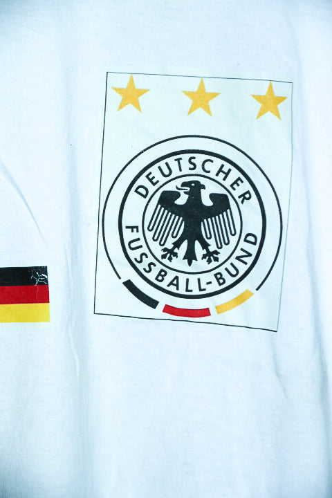 Vintage men Adidas Germany football cup white tees in XL oversize Alex 8 print|L30 W22|SKU 6565