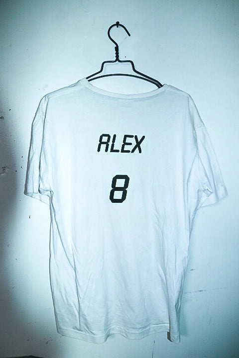 Vintage men Adidas Germany football cup white tees in XL oversize Alex 8 print|L30 W22|SKU 6565